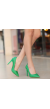 Hillar Yeşil Cilt Stiletto Ayakkabı