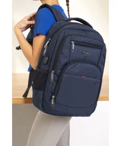 Büyük Boy Su Geçirmez 15,6 inç Lacivert Notebook Laptop Sırt Çantası