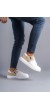 Warrior Bağcıklı Ve Fermuarlı Cilt Süet Erkek Günlük Sneaker Ayakkabı Csbt - Beyaz/krem
