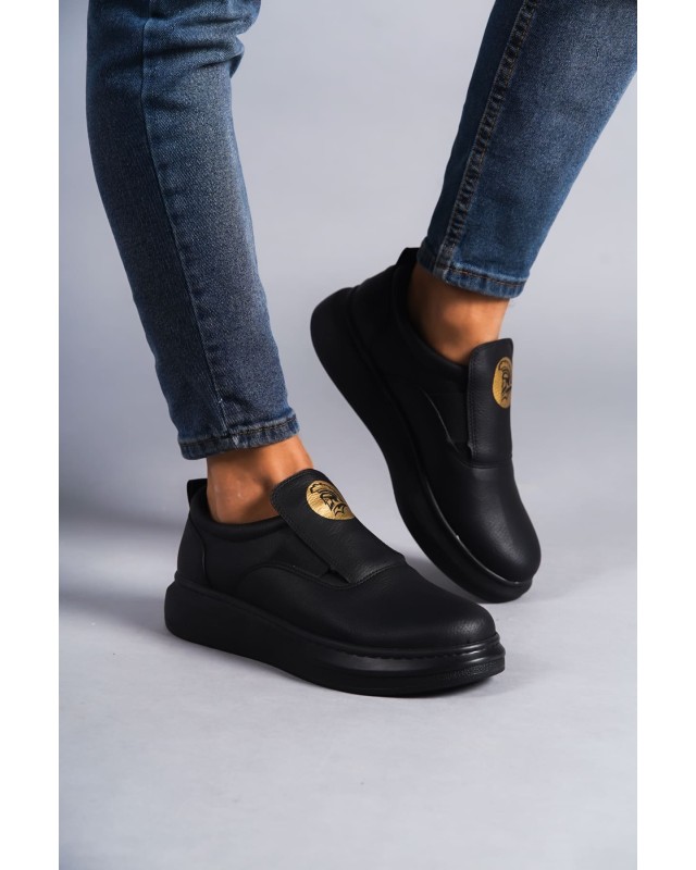 Hippo Bağcıksız Cilt Erkek Günlük Sneaker Ayakkabı Cst - Siyah