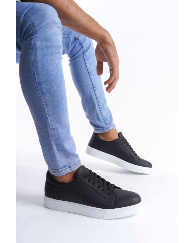 Elite Bağcıklı Cilt Erkek Günlük Sneaker Ayakkabı Cbt - Siyah
