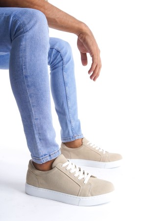 Elite Bağcıklı Süet Erkek Günlük Sneaker Ayakkabı Sbt - Krem
