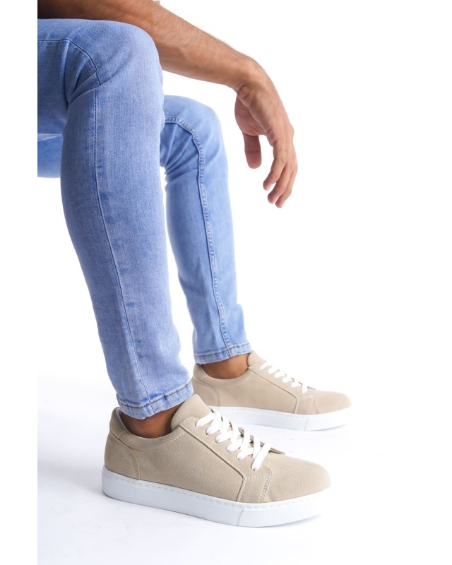 Elite Bağcıklı Süet Erkek Günlük Sneaker Ayakkabı Sbt - Krem