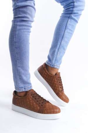 Prestige Bağcıklı Cilt Kapitone Desenli Erkek Günlük Sneaker Ayakkabı C