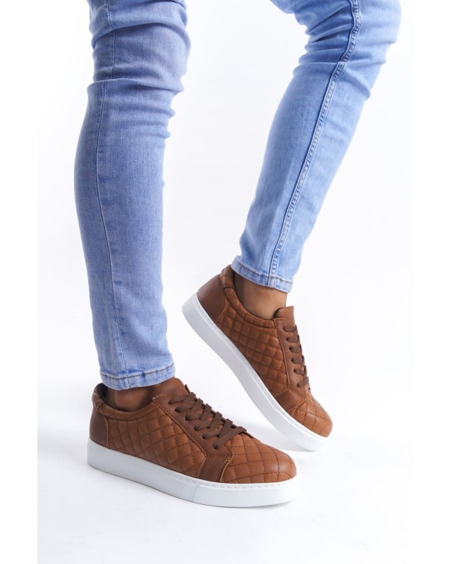 Prestige Bağcıklı Cilt Kapitone Desenli Erkek Günlük Sneaker Ayakkabı C