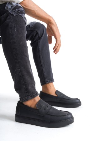 Estilo X Bağcıksız Cilt Erkek Günlük Spor Klasik Ayakkabı Cst - Siyah