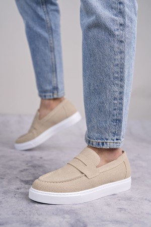Estilo X Bağcıksız Süet Erkek Günlük Spor Klasik Ayakkabı Sbt - Krem