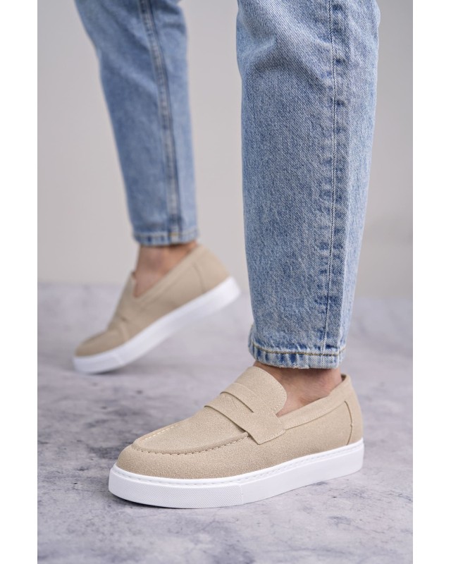 Estilo X Bağcıksız Süet Erkek Günlük Spor Klasik Ayakkabı Sbt - Krem